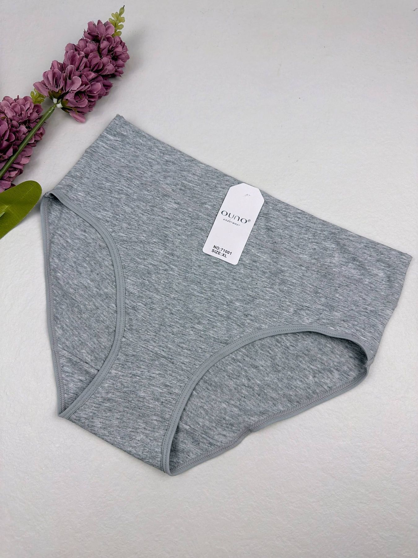 Базовые хлопковые слипы с широкой резинкой 71001, 3XL (ОБ 118-127), Серый Ouno фото