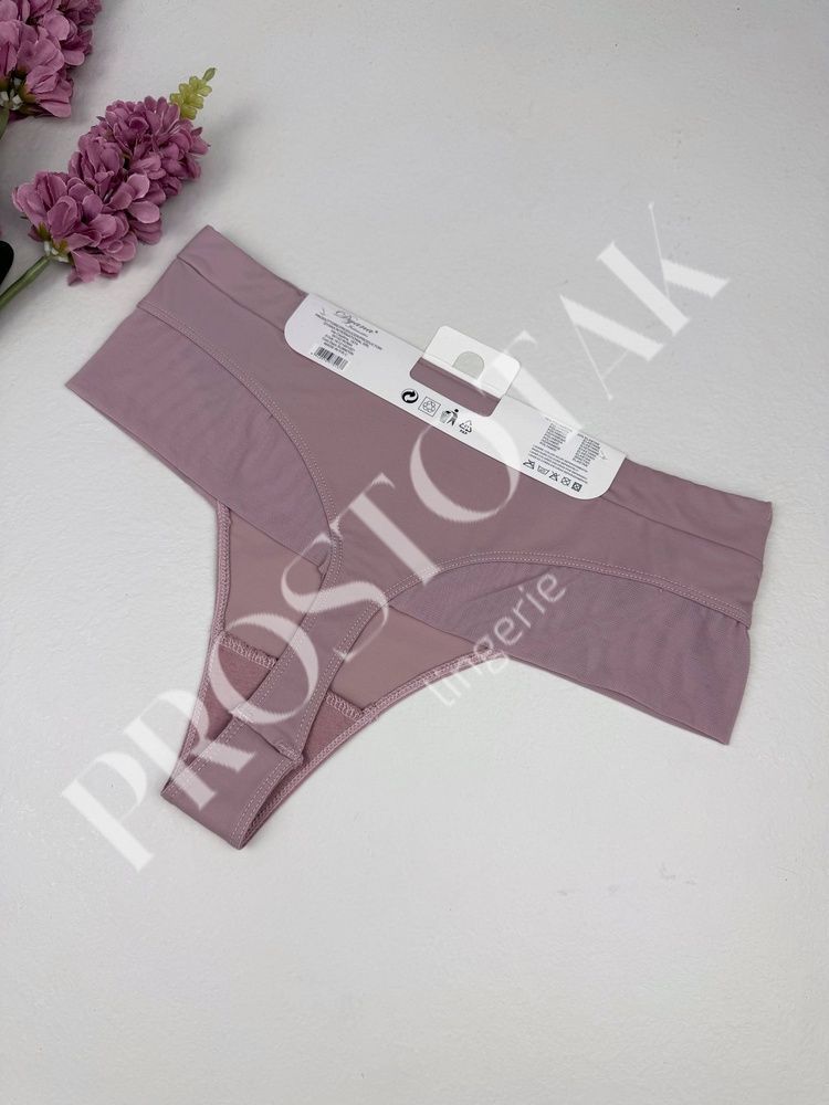 Стринги с широкой резинкой и сеткой по бокам 7013, 3XL (ОБ 118-126), Пудра Dyana фото