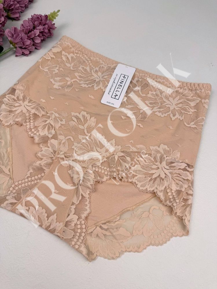 Высокие хлопковые слипы с корректирующим эффектом 90391, XXL (ОБ 100-110), Бежевый Finella фото