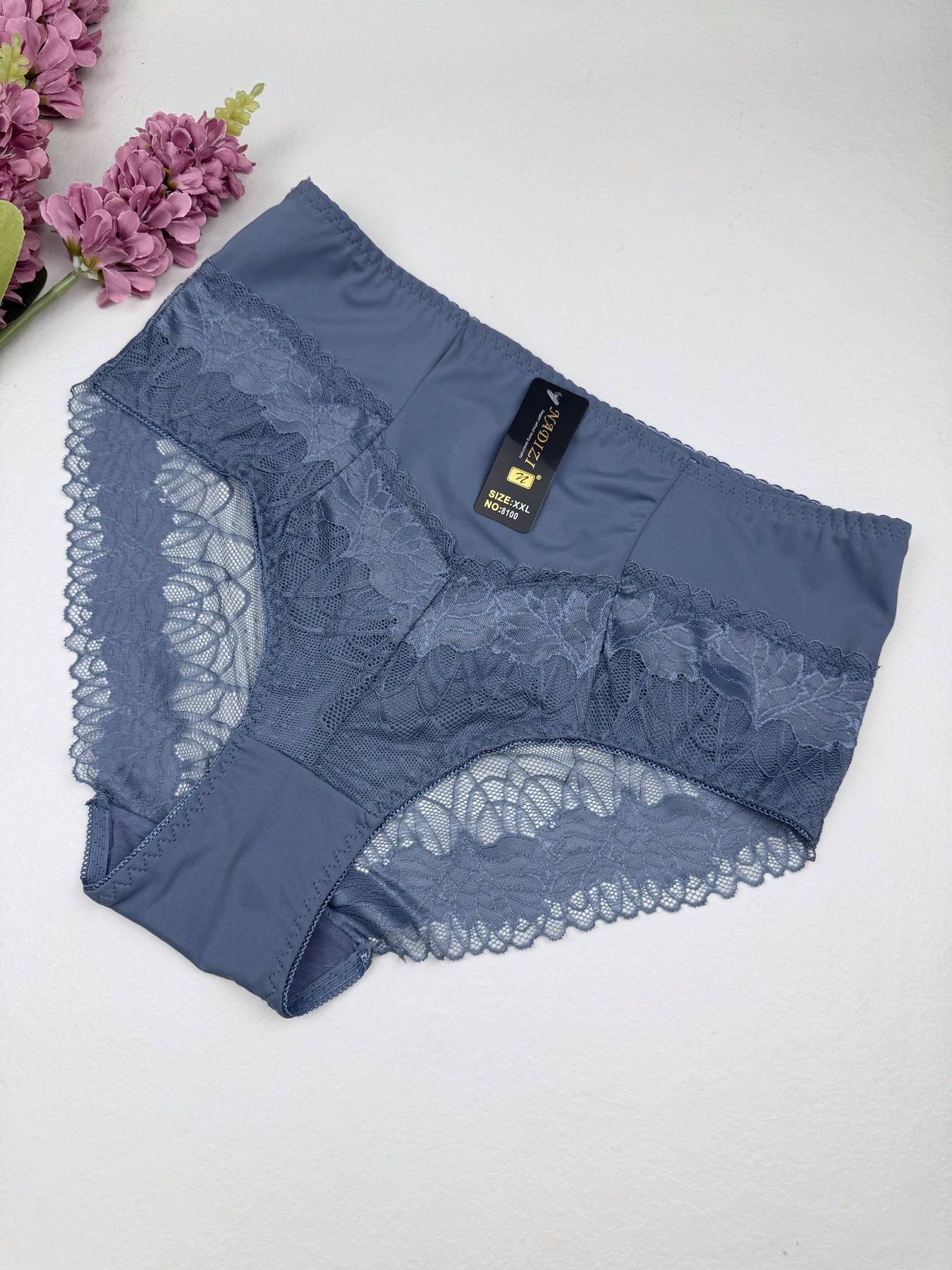 Мереживні трусики сліпи з мікрофібри 8100, 2XL (ОС 105-115), Графітовий Nadizi фото