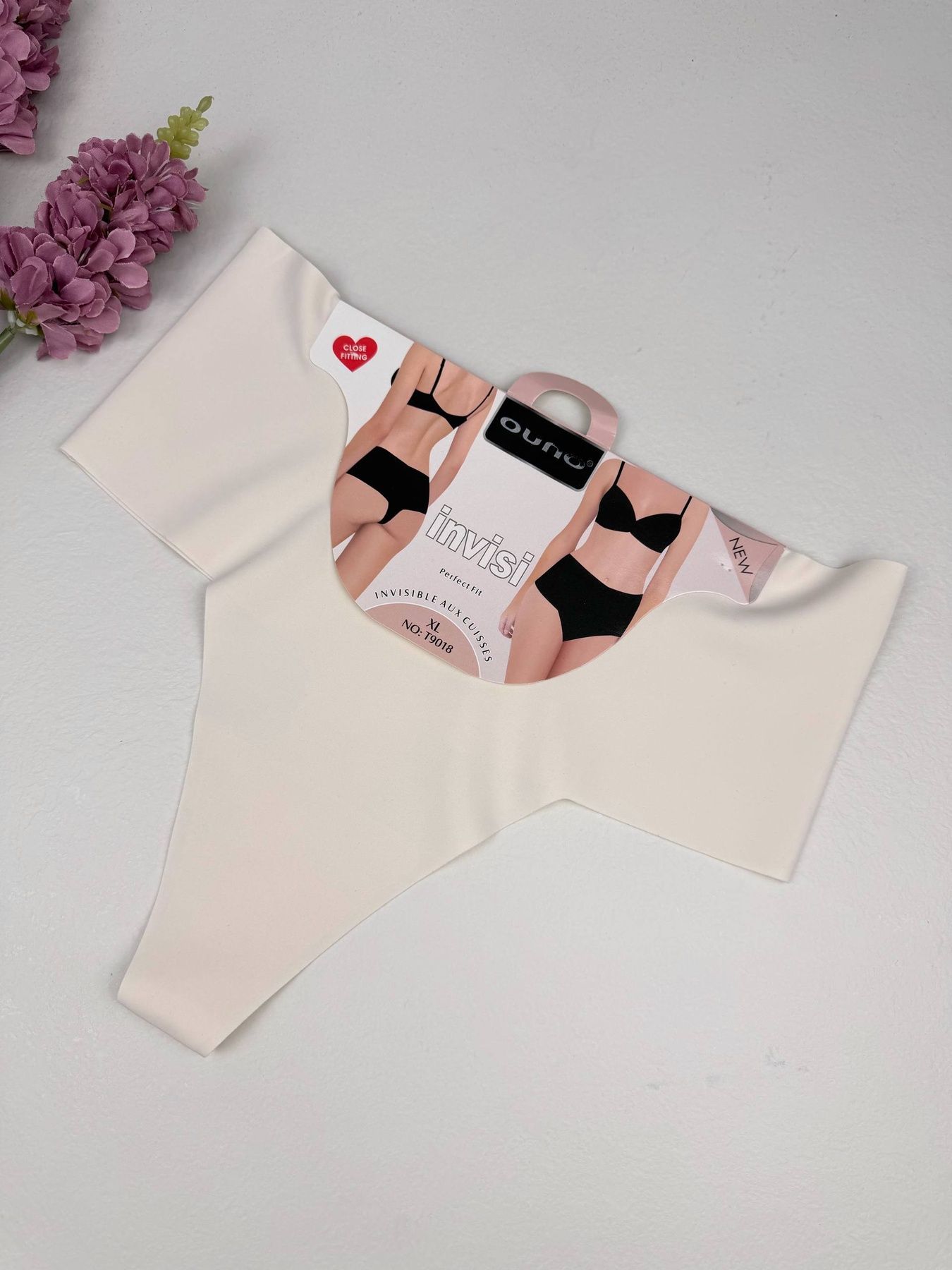 Высокие бесшовные стринги 9018, XXL (ОБ 110-118), Молочный Ouno фото