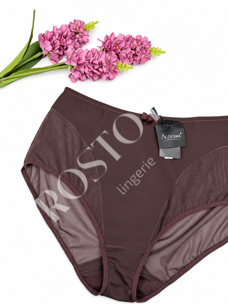 Слипы с высокой посадкой и визуальным эффектом стрингов Acousma 30058-1, XL (ОБ 106-113), Шоколадный Acousma фото
