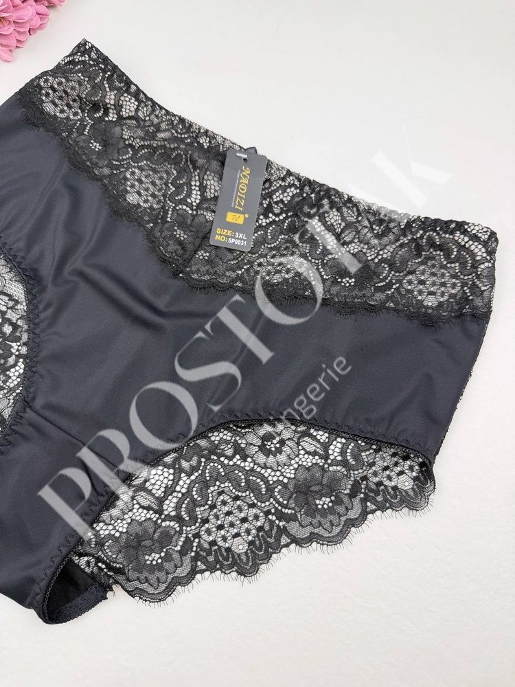Мереживні сліпи з прозорою спинкою 5Р0031, 3XL (ОС 113-125), Чорно-бежевий Nadizi фото