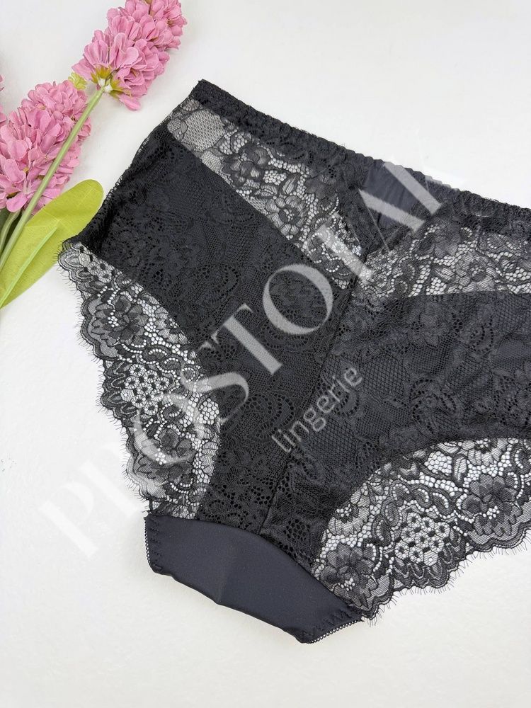 Мереживні сліпи з прозорою спинкою 5Р0031, 3XL (ОС 113-125), Чорно-бежевий Nadizi фото