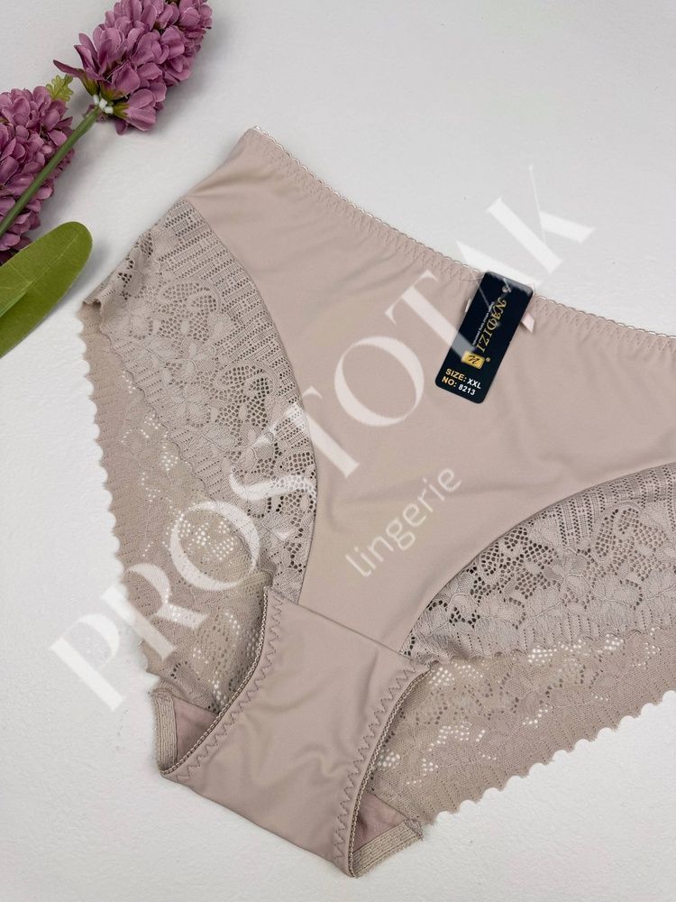 Высокие кружевные трусики из микромасла с утяжкой 8213, XXL (ОБ 105-115), Кофейный Nadizi фото