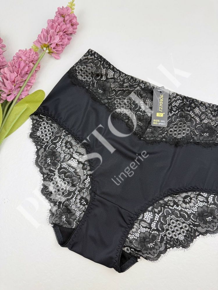 Мереживні сліпи з прозорою спинкою 5Р0031, 5XL (ОС 133-140), Чорно-бежевий Nadizi фото