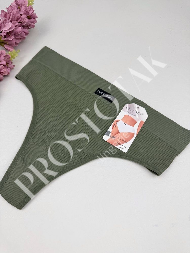 Стрінги в рубчик з коригуючим ефектом 83109, XL (ОС 98-110), Хакі Dyana фото
