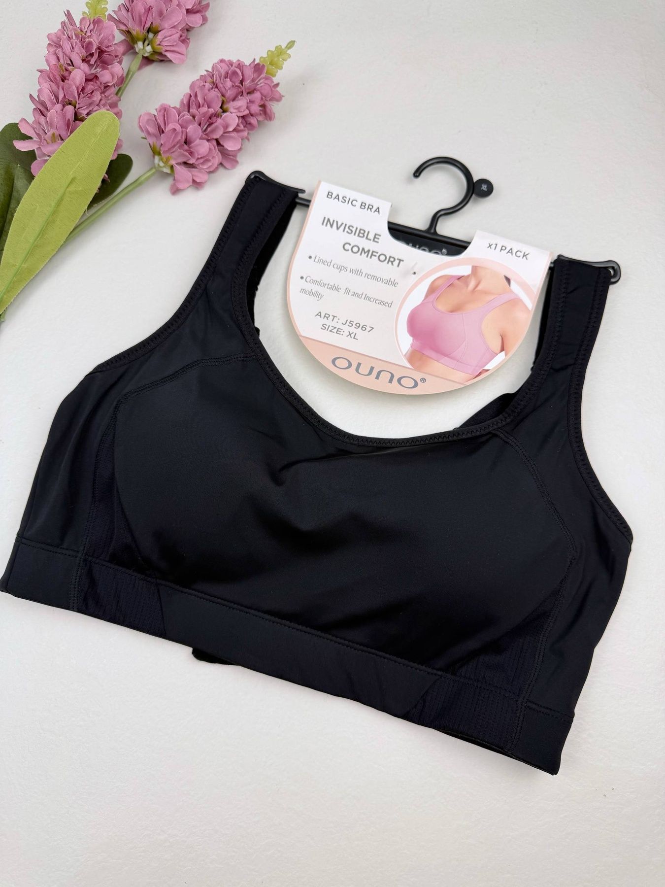 Спортивный топ с застёжкой на крючках 5967, 3XL (BC 95-100), Чорний Ouno фото
