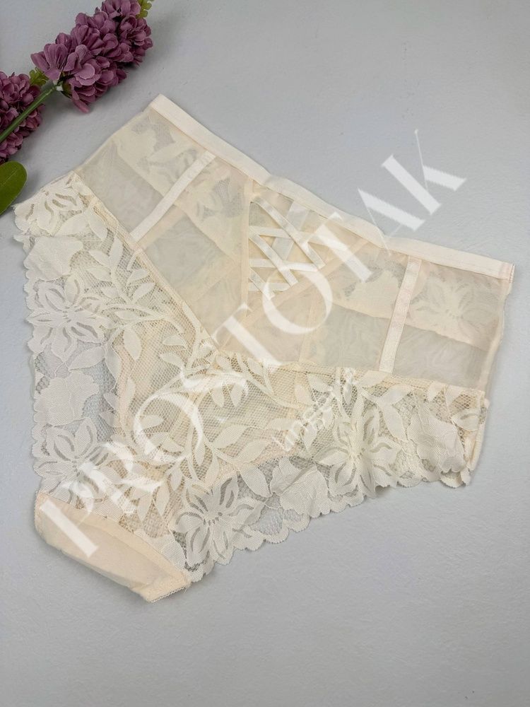 Високі мереживні трусики-сліпи 0829, 4XL (ОС 130-140), Бежевий Nadizi фото
