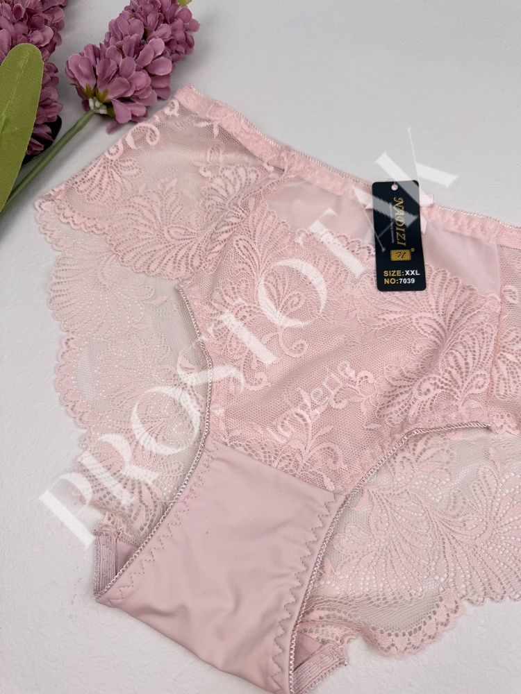 Женские кружевные трусики слипы 7039, XXL (ОБ 100-110), Пудра Nadizi фото