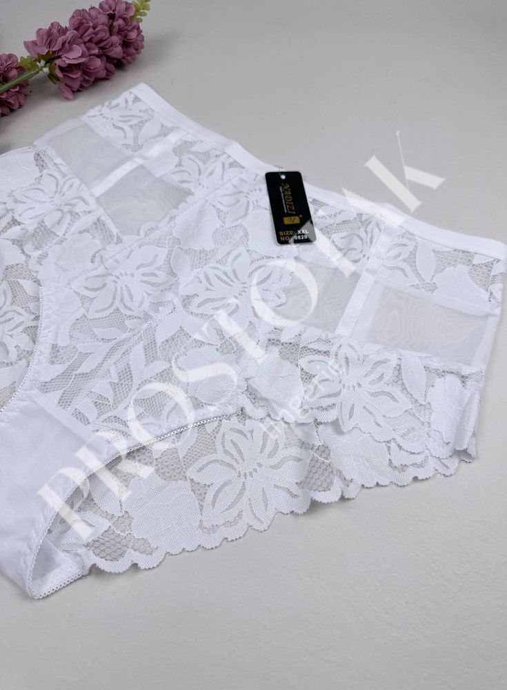 Високі мереживні трусики-сліпи 0829, 3XL (ОС 120-130), Білий Nadizi фото