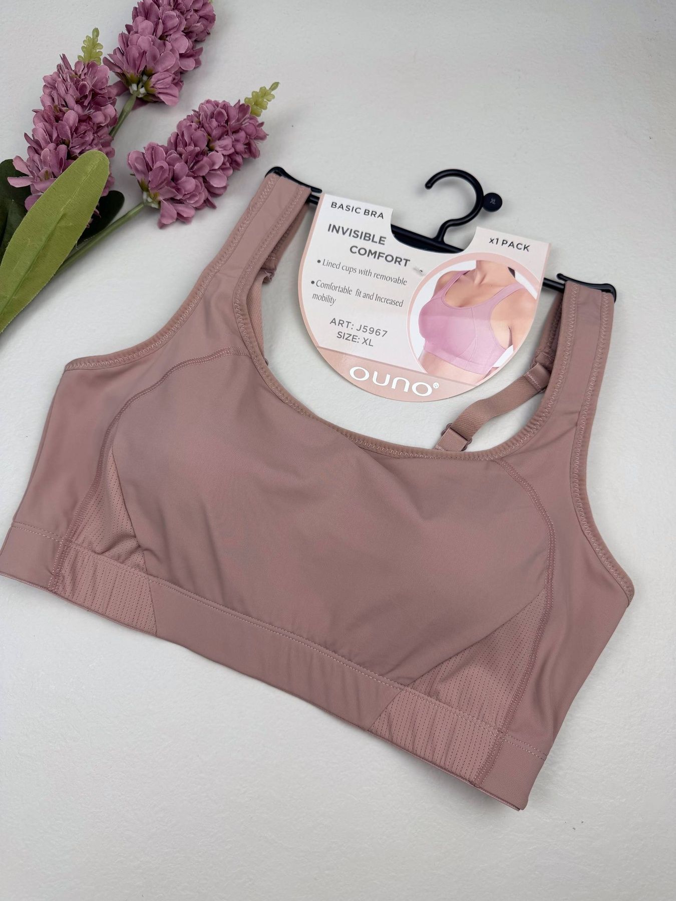 Спортивний топ із застібкою на гачках 5967, 3XL (ВС 95-100), Пудра Ouno фото