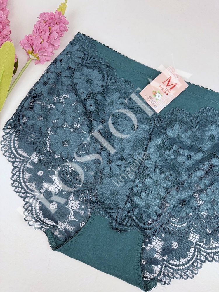 Батальні бавовняні сліпи з мереживом 8818, 8XL (ОС 125-133), Смарагдовий Magnolia фото