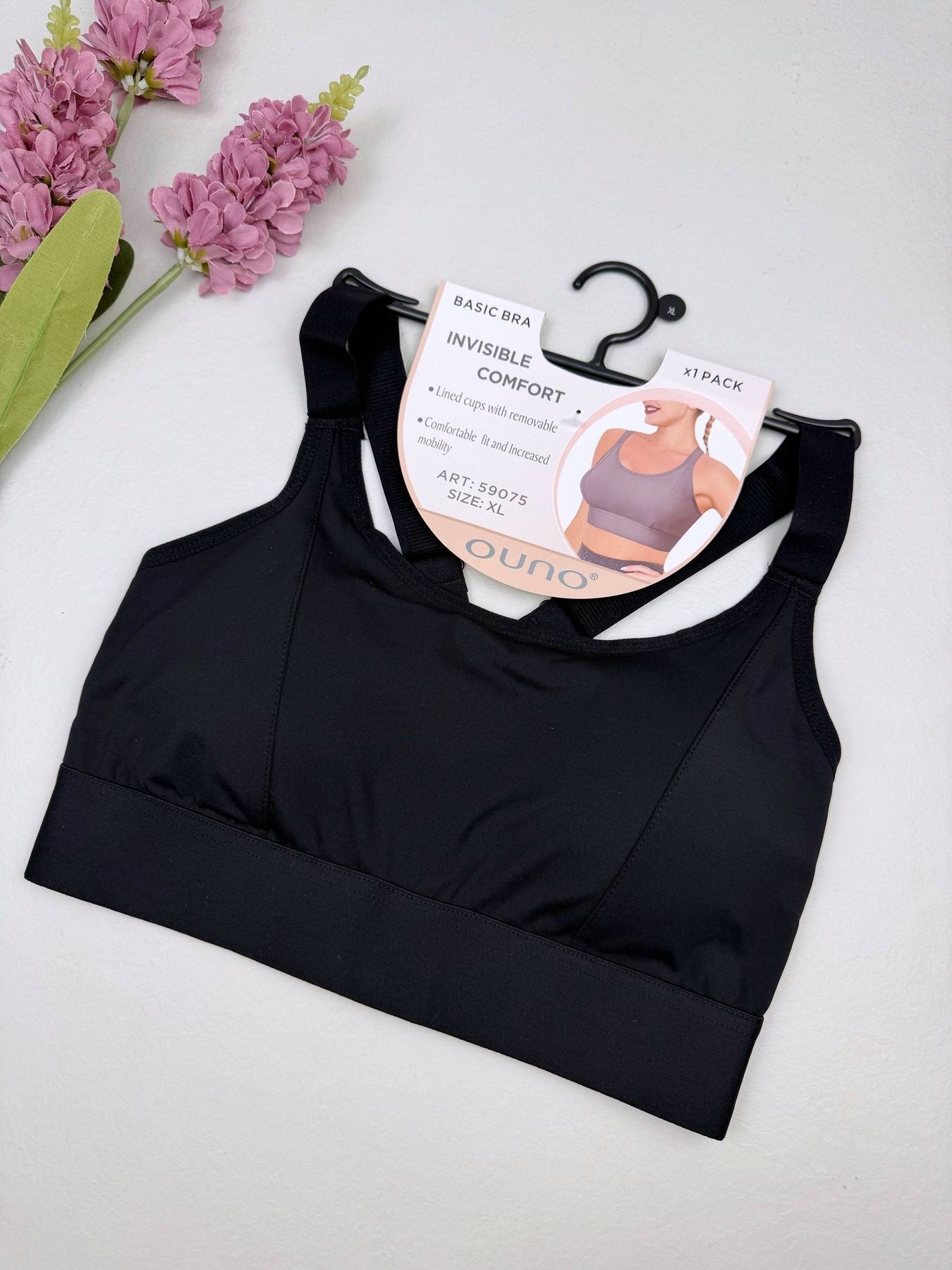Спортивный топ с регулируемым поясом 59075, XL (BC 70-80), Чёрный Ouno фото