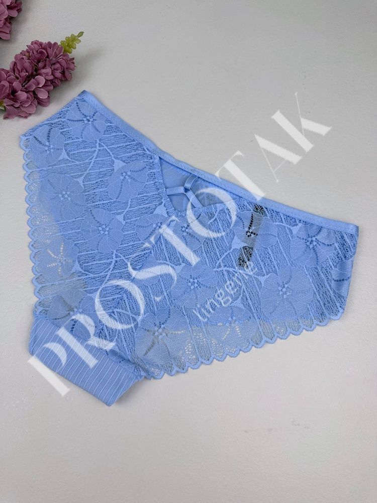 Кружевные слипы с портупеей сзади 2Р0053, XXL (ОБ 100-113), Голубой Nadizi фото