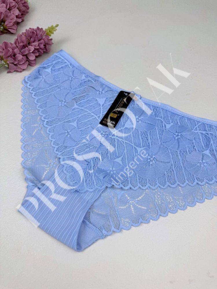 Кружевные слипы с портупеей сзади 2Р0053, XXL (ОБ 100-113), Голубой Nadizi фото