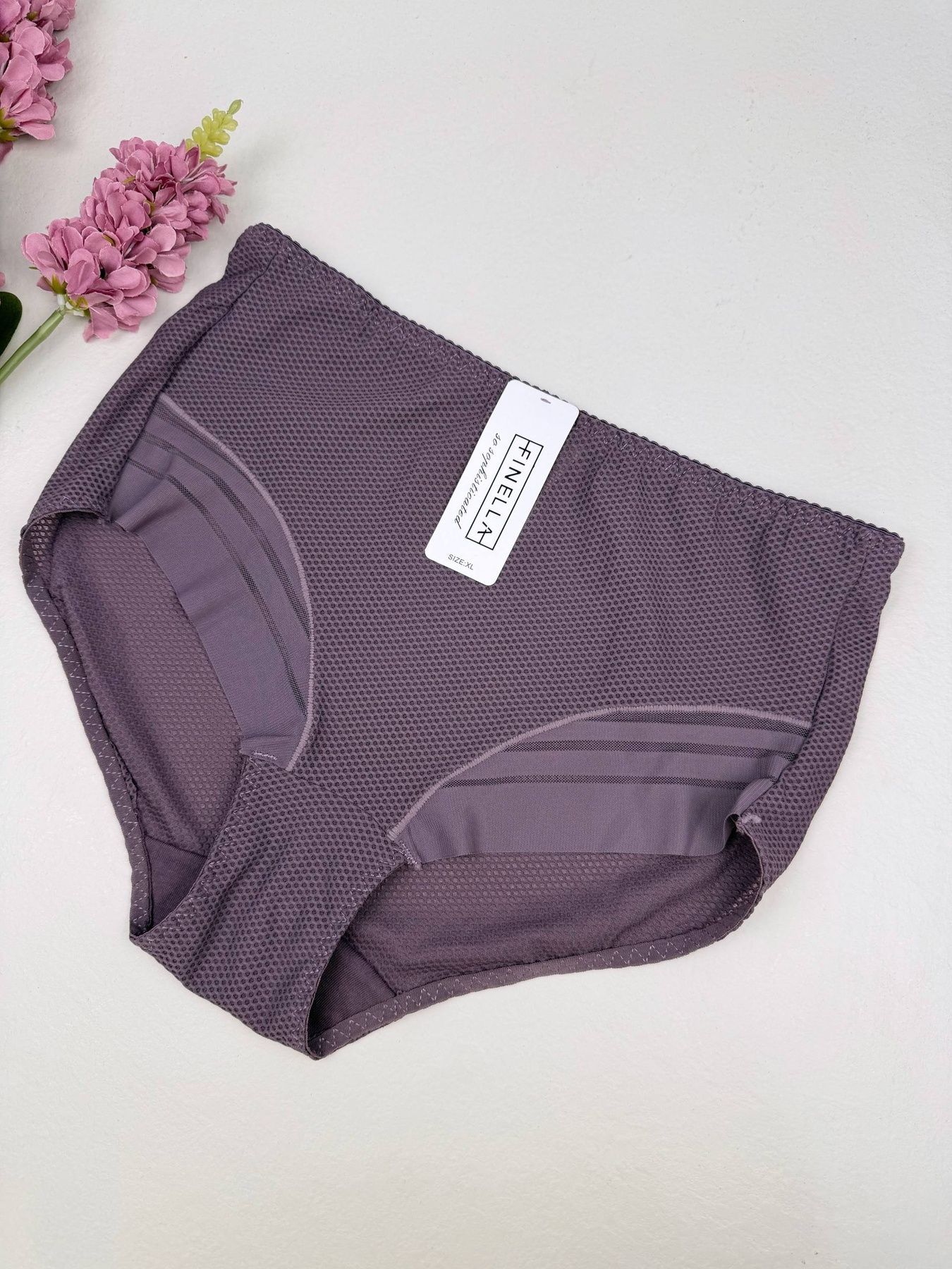 Дихаючі трусики-сліпи із сотами та сіточкою 90373, XL (ОС 110-120), Фіолетовий Finella фото