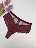 Кружевные бразилианы с сеточкой и широкой резинкой 9195, 3XL (ОБ 115-124), Бордовый Nadizi фото