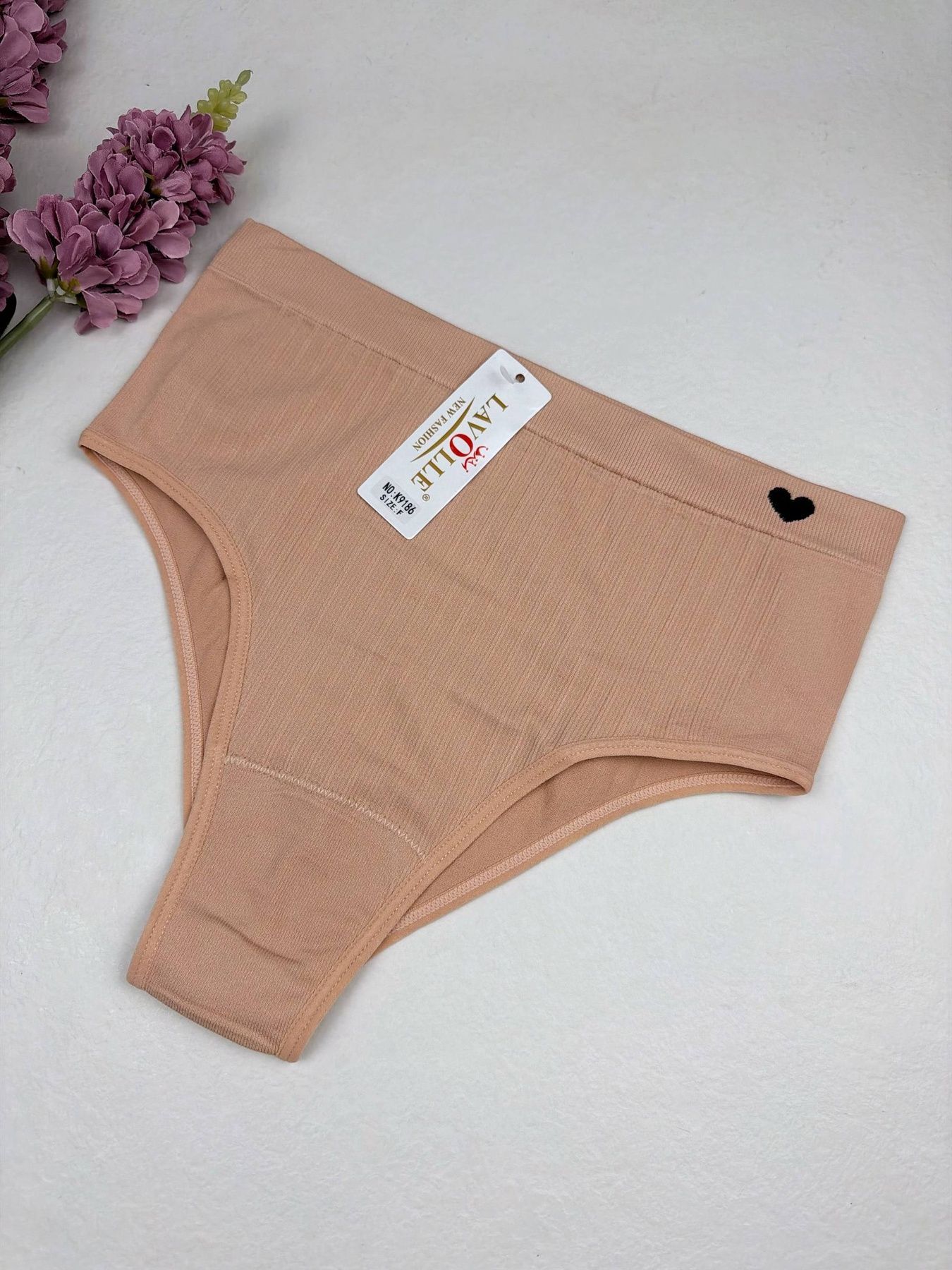 Трусики бразиліана у рубчик з ефектом корекції 9186, XL (ОС 100-120), Пудра Lavolle фото