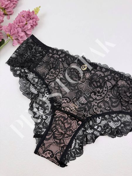 Чёрные полупрозрачные кружевные слипы P5103, M (ОБ 90-98) Lanny Mode фото