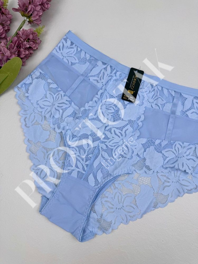 Сліпи з високою посадкою та квітковим мереживом 2P0034, 3XL (ОС 115-125), Блакитний Nadizi фото