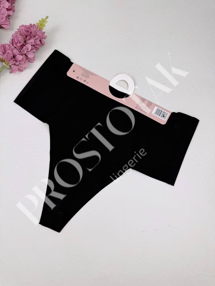 Высокие бесшовные стринги 9018, XXL (ОБ 110-118), Черный Ouno фото