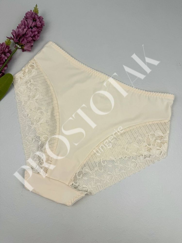 Высокие кружевные трусики из микромасла с утяжкой 8213, 3XL (ОБ 115-125), Бежевые Nadizi фото